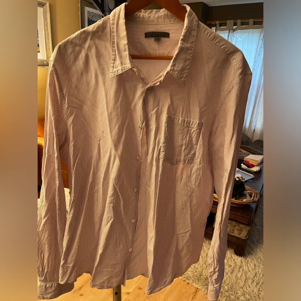 John Varvatos XXL dress shirt, crème with purple stripes  - see photos